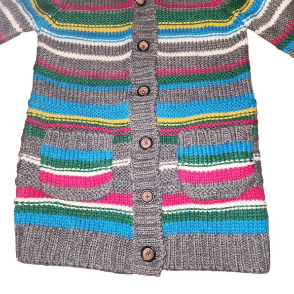 Hanna Andersson Longline Cardigan Sweater Girl's Rainbow Fur Collar 120 (6-7) - Picture 4 of 8